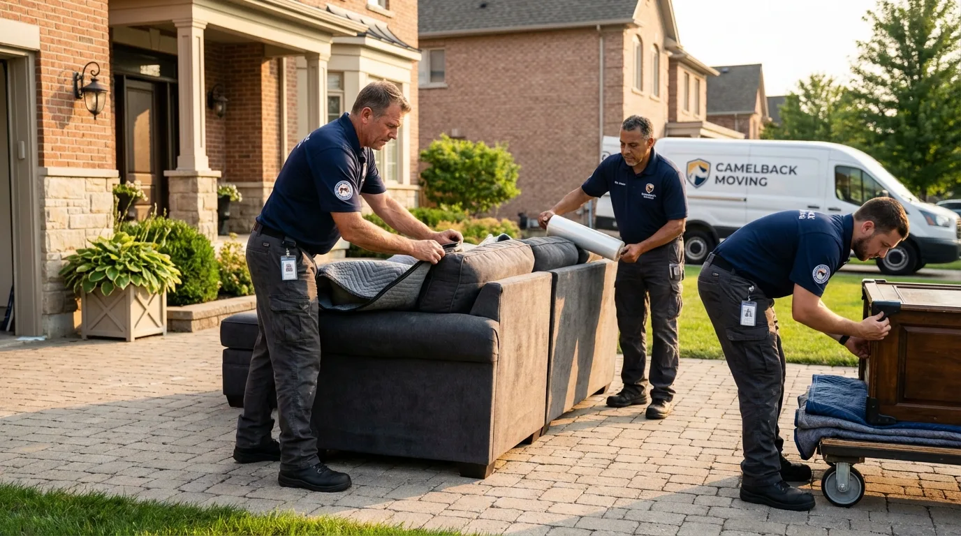 Large estate moving crew wrapping furniture in Fort Hall, ID
