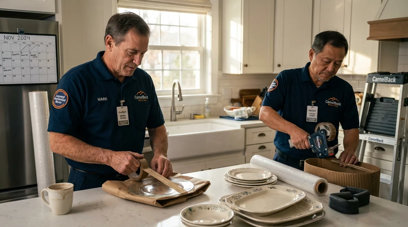 Professional crew packing kitchen dishware in Fort Hall, ID
